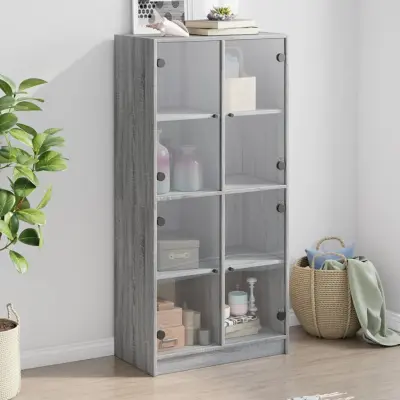 The Living Store Visoka omara z vrati siva sonoma 68x37x142 cm inženirski les - Komoda