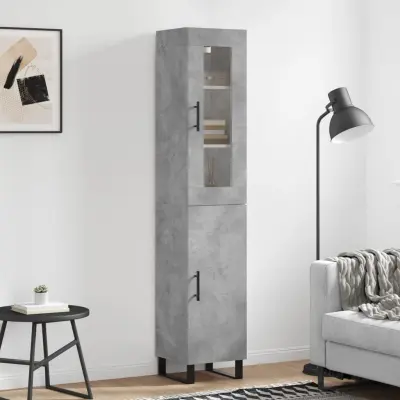 The Living Store Visoka omara betonsko siva 34,5x34x180 cm inženirski les - Visoka Omara