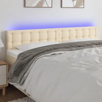 The Living Store LED posteljno vzglavje krem 200x5x78/88 cm blago - LED Vzglavje