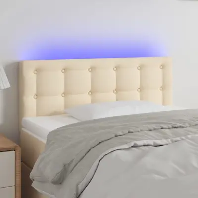 The Living Store LED posteljno vzglavje krem 80x5x78/88 cm blago - LED Vzglavje