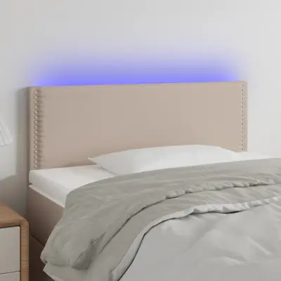 The Living Store LED posteljno vzglavje kapučino 80x5x78/88 cm umetno usnje - LED Vzglavje