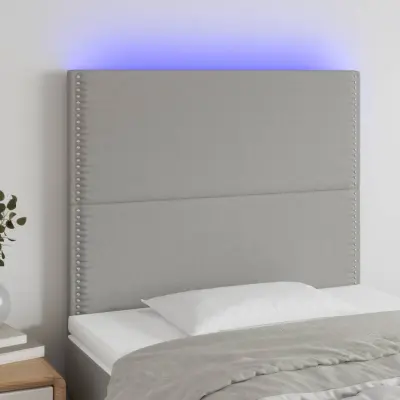 The Living Store LED posteljno vzglavje svetlo sivo 80x5x118/128 cm blago - LED Vzglavje