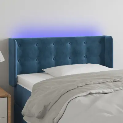 The Living Store LED posteljno vzglavje temno modro 83x16x78/88 cm žamet - LED Vzglavje
