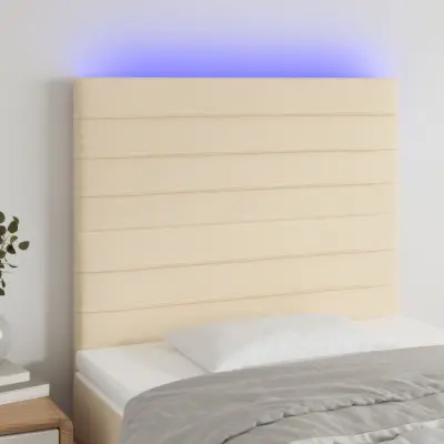 The Living Store LED posteljno vzglavje krem 80x5x118/128 cm blago - LED Vzglavje