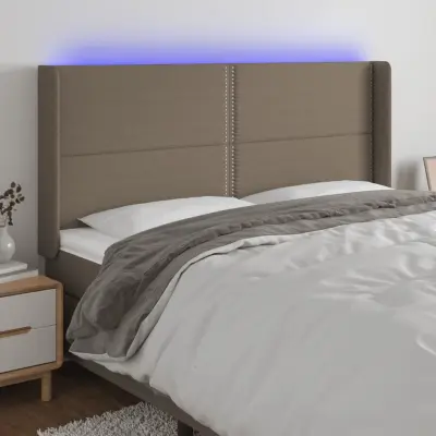 The Living Store LED posteljno vzglavje taupe 163x16x118/128 cm blago - LED Vzglavje