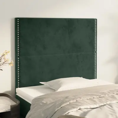The Living Store Posteljno vzglavje 2 kosa temno zeleno 100x5x78/88 cm žamet - Vzglavje