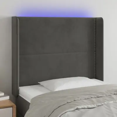 The Living Store LED posteljno vzglavje temno sivo 93x16x118/128 cm žamet - LED Vzglavje