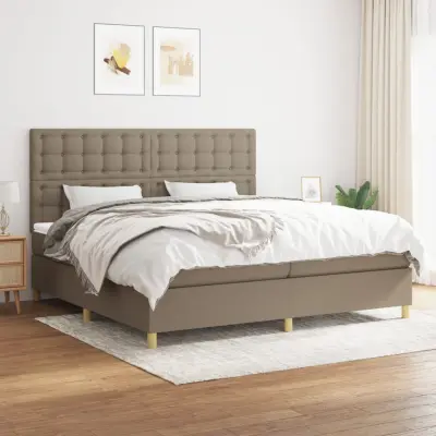 The Living Store Box spring postelja z vzmetnico taupe 200x200 cm blago - Box Spring Postelja