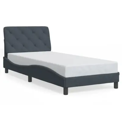 The Living Store Posteljni okvir z LED lučkami temno siv 90x200 cm žamet - Posteljni Okvir