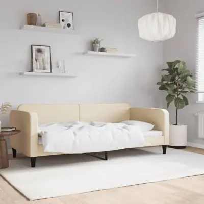 The Living Store Raztegljiva postelja krem 90x200 cm blago - Raztegljiv Kavč