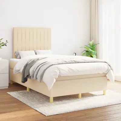 The Living Store Box spring postelja z vzmetnico krem 120x200 cm blago - Box Spring Postelja