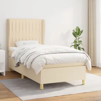 The Living Store Box spring postelja z vzmetnico krem 100x200 cm blago - Box Spring Postelja