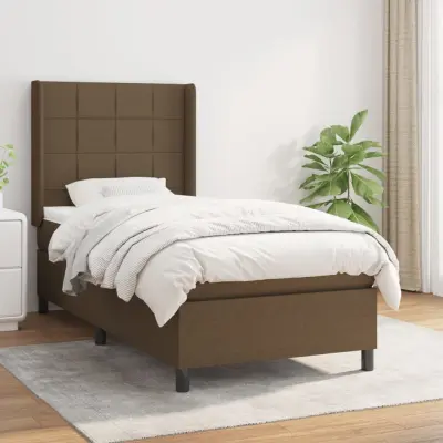 The Living Store Box spring postelja z vzmetnico temno rjava 80x200 cm blago - Box Spring Postelja
