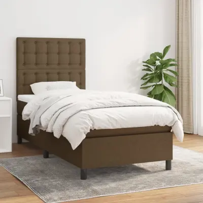 The Living Store Box spring postelja z vzmetnico temno rjava 80x200 cm blago - Box Spring Postelja