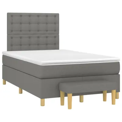 The Living Store Box spring postelja z vzmetnico temno siva 120x190 cm blago - Box Spring Postelja