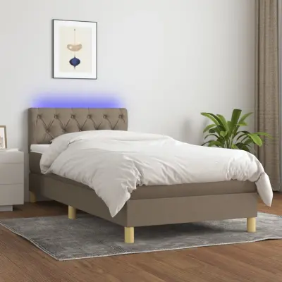 The Living Store Box spring postelja z vzmetnico LED taupe 80x200 cm blago - Box Spring Postelja