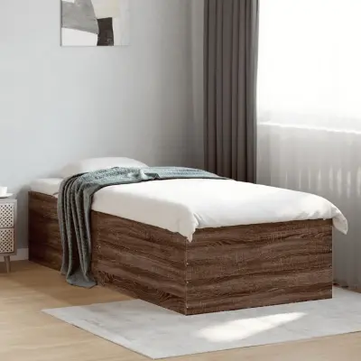The Living Store Posteljni okvir rjav hrast 75x190 cm inženirski les - Posteljni Okvir