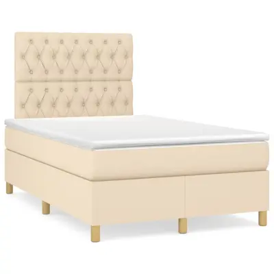 The Living Store Box spring postelja z vzmetnico krem 120x190 cm blago - Box Spring Postelja