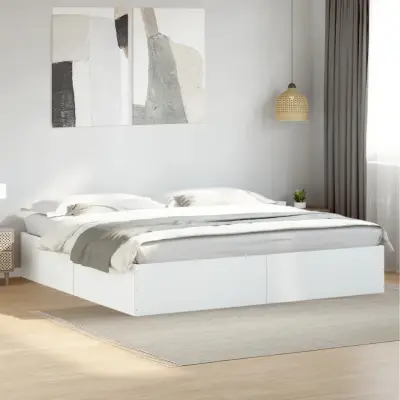 The Living Store Posteljni okvir bel 180x200 cm inženirski les - Posteljni Okvir