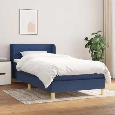 The Living Store Box spring postelja z vzmetnico modra 80x200 cm blago - Box Spring Postelja