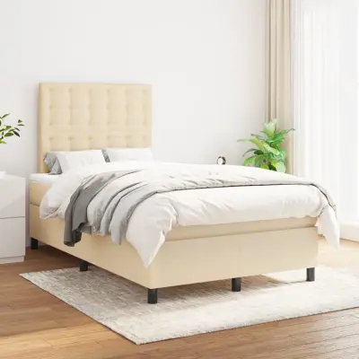 The Living Store Box spring postelja z vzmetnico krem 120x200 cm blago - Box Spring Postelja