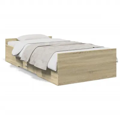 The Living Store Posteljni okvir s predali sonoma hrast 90x190 cm inženirski les - Posteljni Okvir