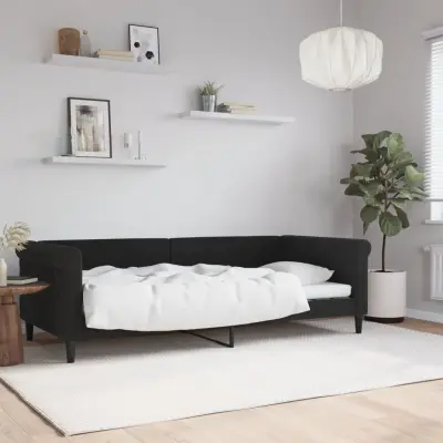 The Living Store Raztegljiva postelja črna 90x200 cm žamet - Raztegljiv Kavč
