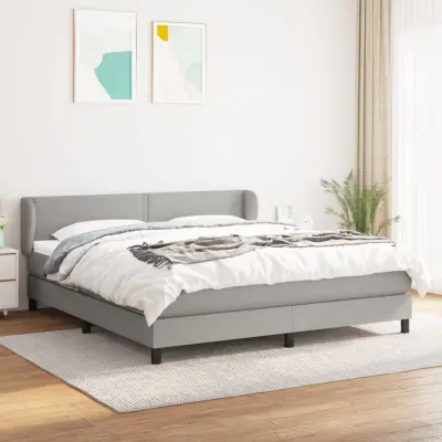 The Living Store Box spring postelja z vzmetnico svetlo siva 160x200 cm žamet - Box Spring Postelja