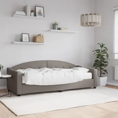 The Living Store Dnevna postelja z vzmetnico taupe 80x200 cm blago - Dnevna Postelja Z Vzmetnico
