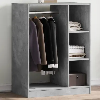 The Living Store Garderobna omara betonsko siva 77x48x102 cm inženirski les - Garderobna Omara