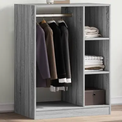 The Living Store Garderobna omara siva sonoma 77x48x102 cm inženirski les - Garderobna Omara