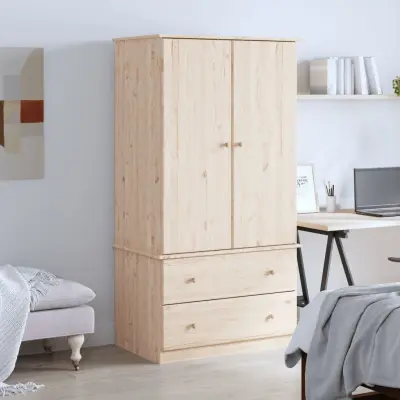 The Living Store Omara ALTA 90x55x170 cm trdna borovina - Garderobna Omara