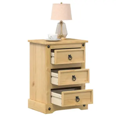 The Living Store Nočna omarica Corona 45x35x64 cm trdna borovina - Nočna Omarica