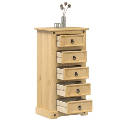 The Living Store Nočna omarica Corona 53x39x103 cm trdna borovina - Nočna Omarica