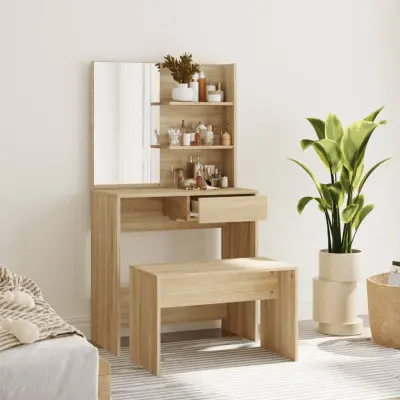 The Living Store Toaletna mizica komplet sonoma hrast 74,5x40x141 cm - Komplet Toaletnih Mizic