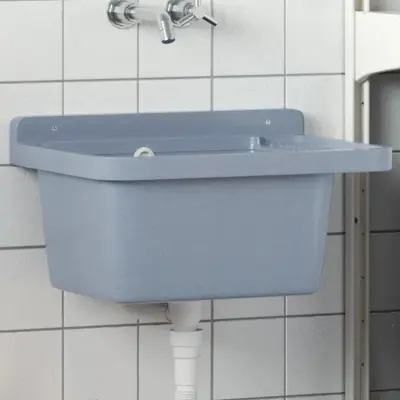 The Living Store Stenski umivalnik siv 50x35x24 cm smola - Umivalnik