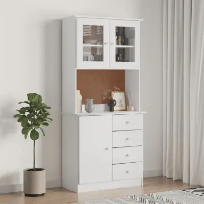 The Living Store Komoda ALTA bela 77x35x165 cm trdna borovina - Visoka Omara