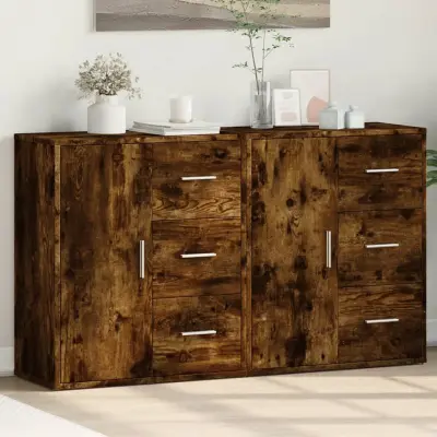 The Living Store Komoda 2 kosa dimljeni hrast 60x31x70 cm inženirski les - Komoda