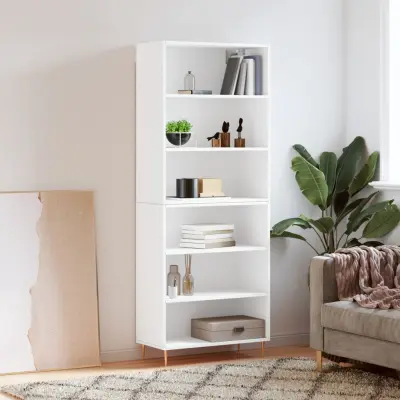 The Living Store Visoka komoda bela 69,5x32,5x180 cm inženirski les - Visoka Omarica