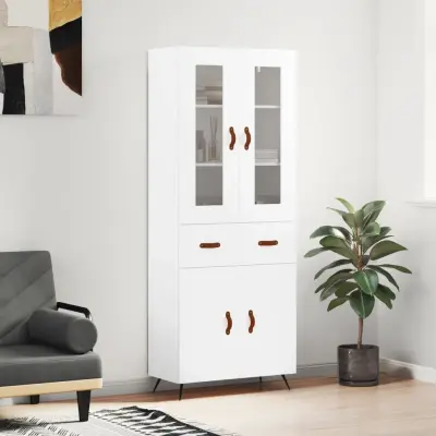 The Living Store Visoka omara bela 69,5x34x180 cm inženirski les - Visoka Omara