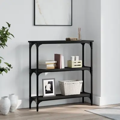 The Living Store Konzolna mizica črna 75x22,5x75 cm inženirski les - Konzolna Mizica