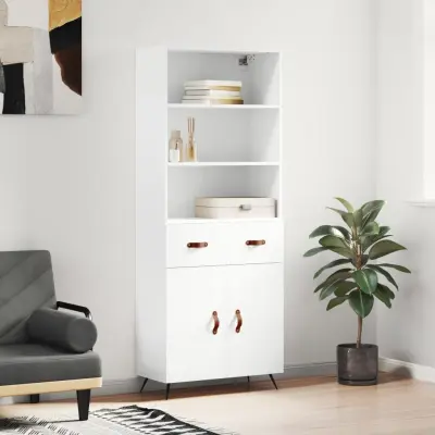The Living Store Visoka omara bela 69,5x34x180 cm inženirski les - Visoka Omara