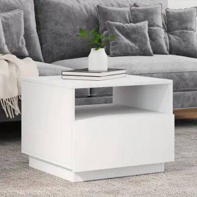 The Living Store Klubska mizica z LED lučkami bela 50x49x40 cm - Klubska Mizica