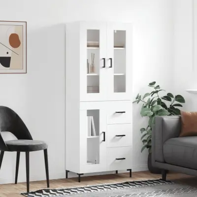 The Living Store Visoka omara bela 69,5x34x180 cm inženirski les - Visoka Omarica