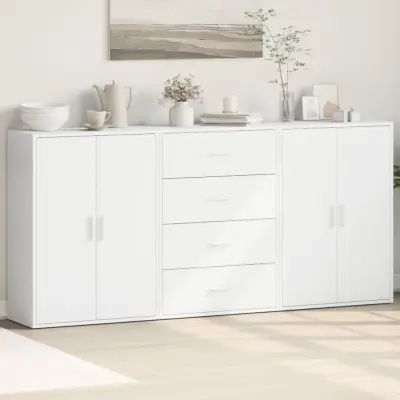 The Living Store Komoda 3 kosi bela 60x31x84 cm inženirski les - Komoda