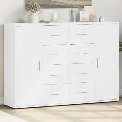 The Living Store Komoda 2 kosa bela 60x31x84 cm inženirski les - Komoda