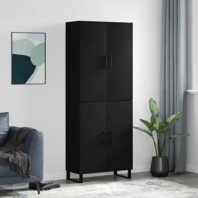 The Living Store Visoka komoda črna 69,5x34x180 cm inženirski les - Visoka Omara