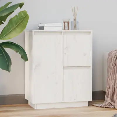 The Living Store Komoda bela 60x34x75 cm trdna borovina - Komoda