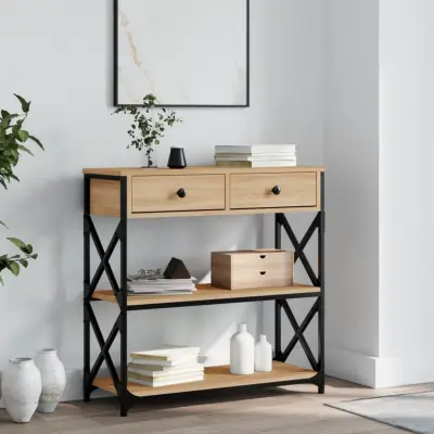 The Living Store Konzolna mizica sonoma hrast 75x28x75 cm inženirski les - Konzolna Mizica