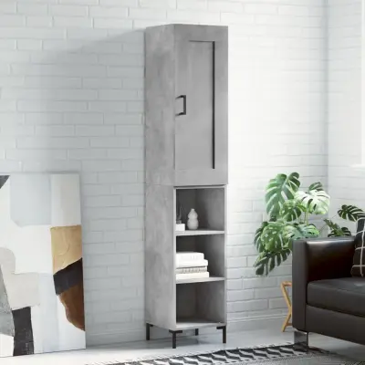 The Living Store Visoka omara betonsko siva 34,5x34x180 cm inženirski les - Visoka Omarica